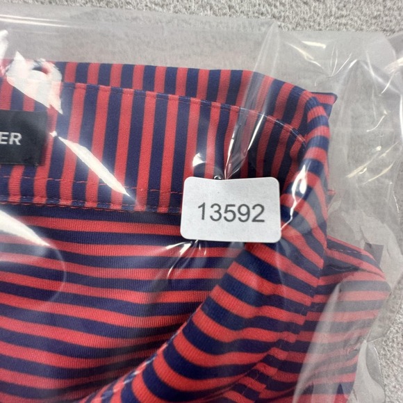 Birdie Retriever Polo Shirt Mens 2XL Red Blue Stripe Golf Performance Stretch - Picture 11 of 11